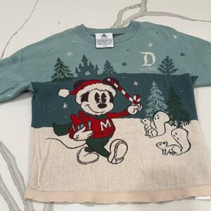 Exclusive Disneyland Park Kids Mickey Holiday Sweater - Green & Cream